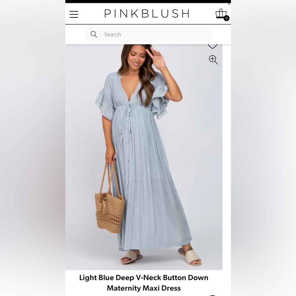 Pinkblush Light Blue boho Maternity Maxi Dress